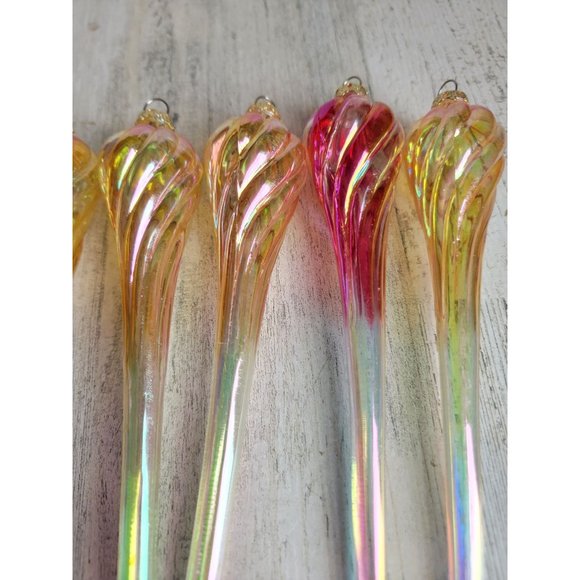 Vintage Golden glass pink twisted ornament Xmas set - Picture 5 of 8